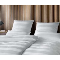 Elegante Jaquard Satin Bettwäsche En Bloc weiss 155x200 + 80x80