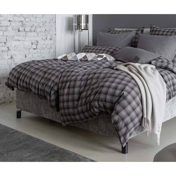 JOOP! Soft Flanell Bettwäsche Soft Checks anthrazit 155x200 + 80x80