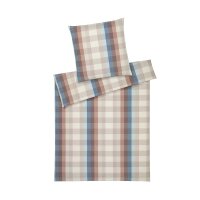 Elegante Soft Flanell Bettwäsche Glasgow terra-blau 155x220 + 80x80