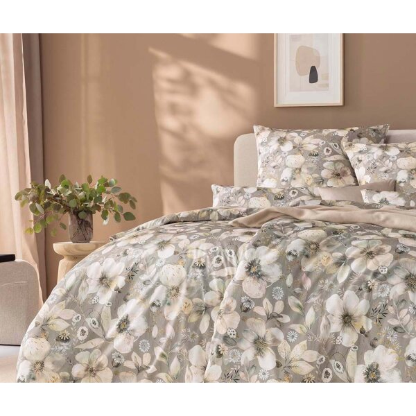Estella Schweizer Premium Satin Bettwäsche Ilona I kiesel